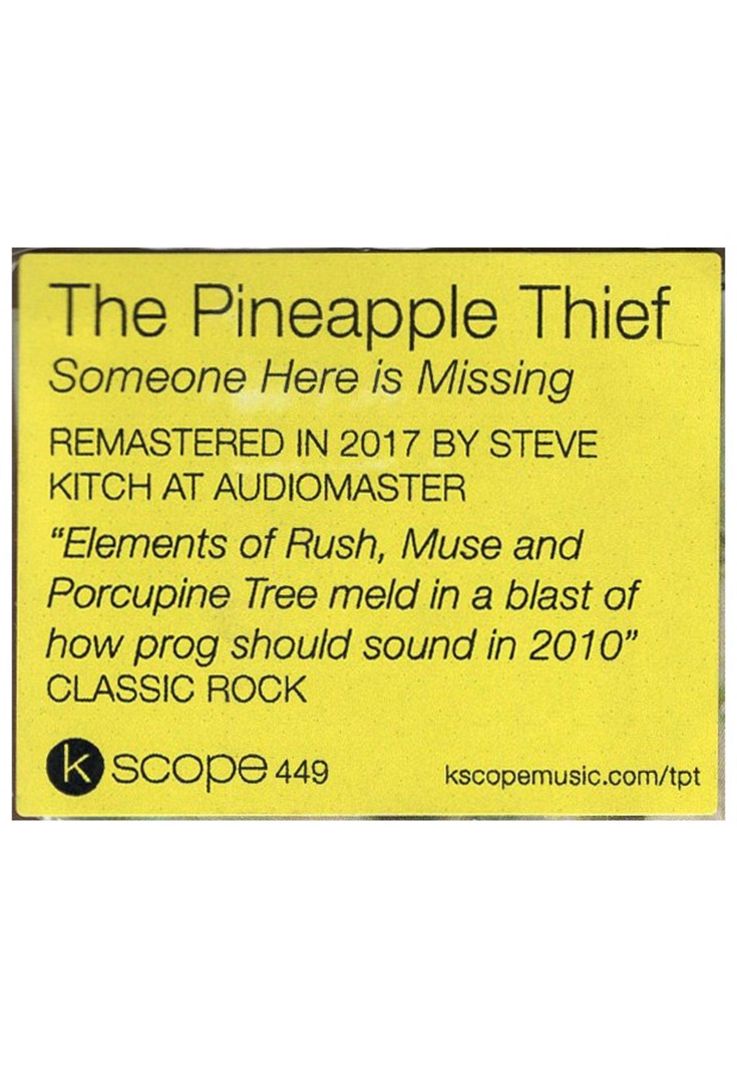 PINEAPPLE THIEF - SOMEONE HERE IS MISSING (5 BONUS TRACK) | CD-4