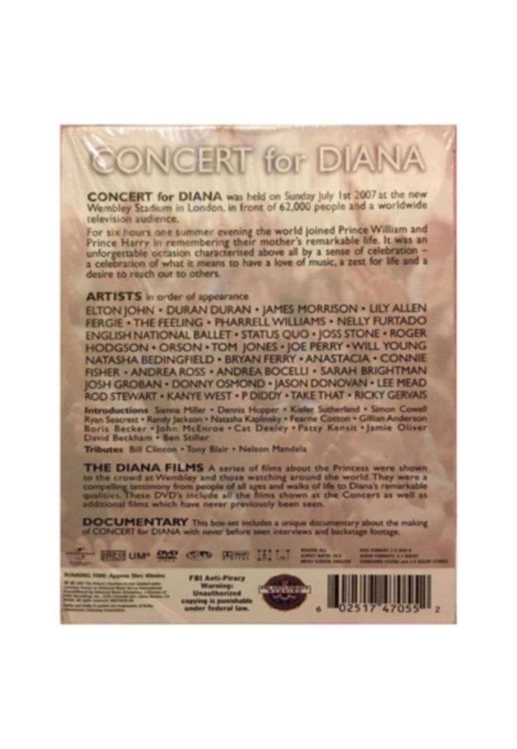 CONCERT FOR DIANA - VARIOUS ARTIST DVD-1