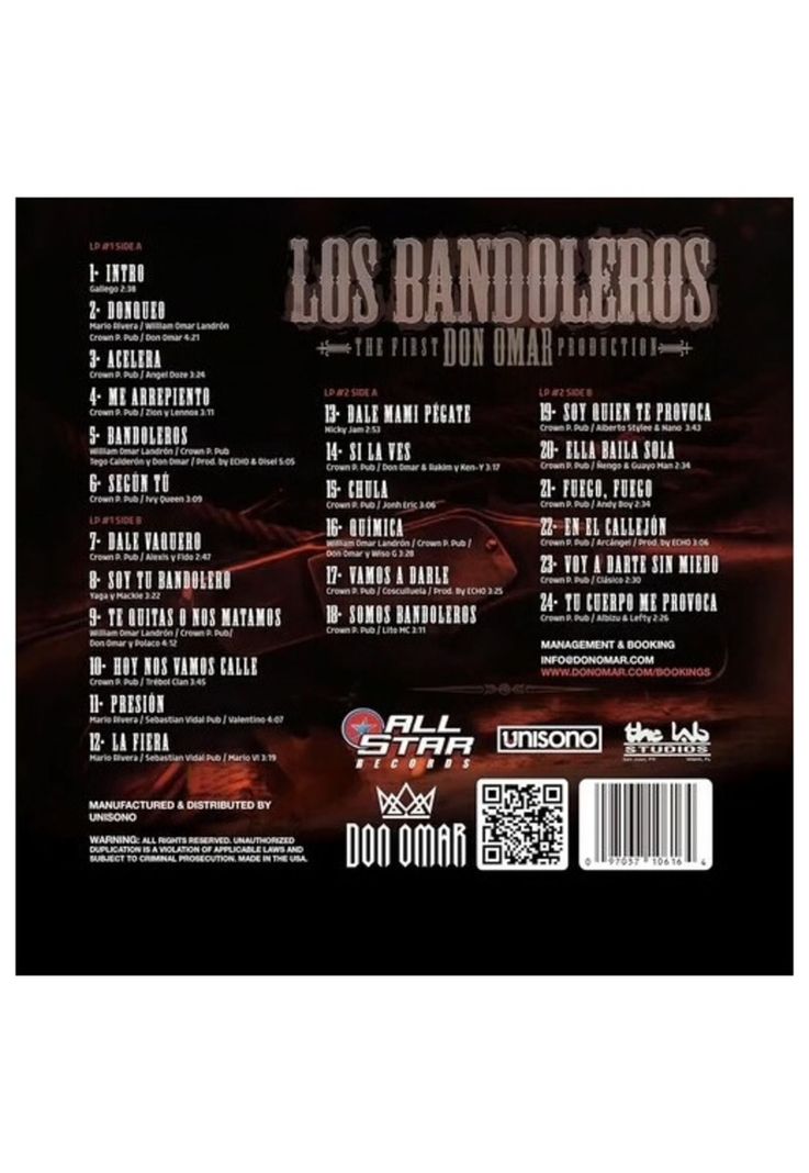 DON OMAR - LOS BANDOLEROS (2LP) | VINILO-1