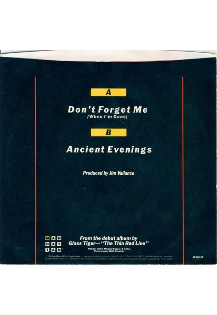 GLASS TIGER - DON'T FORGET ME (WHEN I'M GONE) | 7" SINGLE VINILO USADO-1