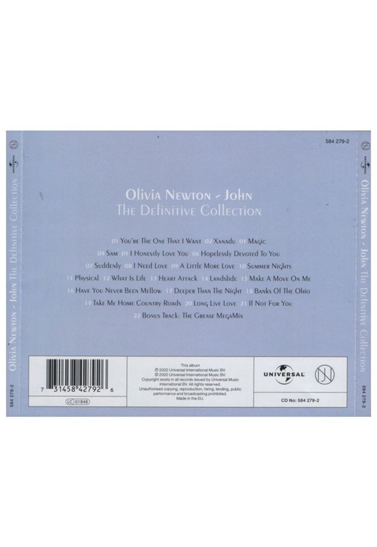 OLIVIA NEWTON-JOHN - DEFINITIVE COLLECTION | CD-1