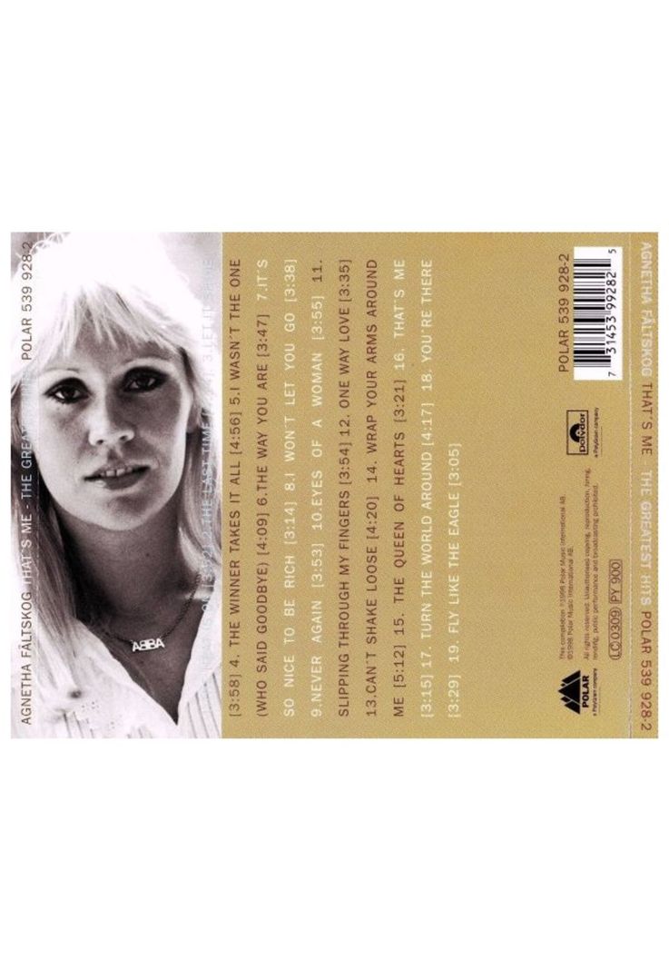 AGNETHA FÄLTSKOG - THAT'S ME: THE GREATEST HITS  | CD-1