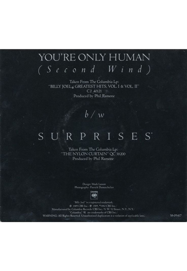 BILLY JOEL - YOU'RE ONLY HUMAN | 7" SINGLE VINILO USADO-1