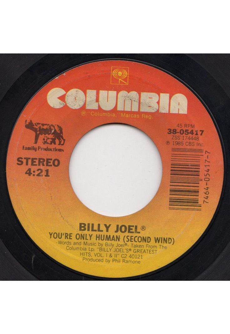 BILLY JOEL - YOU'RE ONLY HUMAN | 7" SINGLE VINILO USADO-3