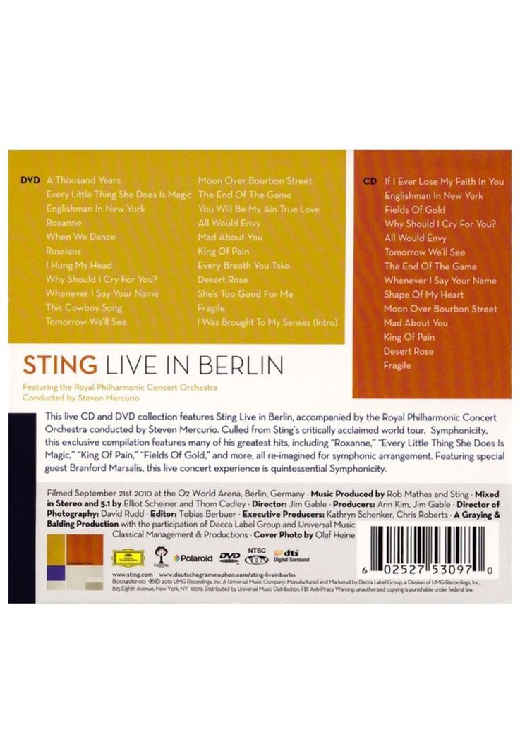 STING - LIVE IN BERLIN (CD+DVD) | CD-1