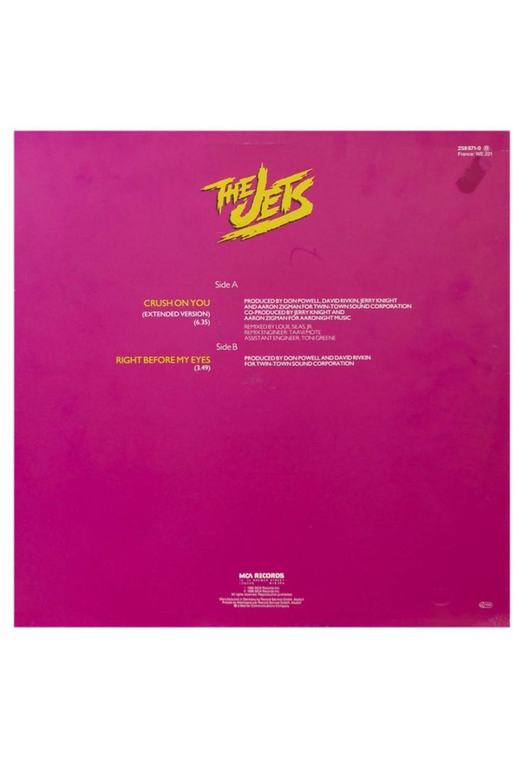 JETS - CRUSH ON YOU(EXTENDED VERSION) | 12" MAXI SINGLE USADO-1