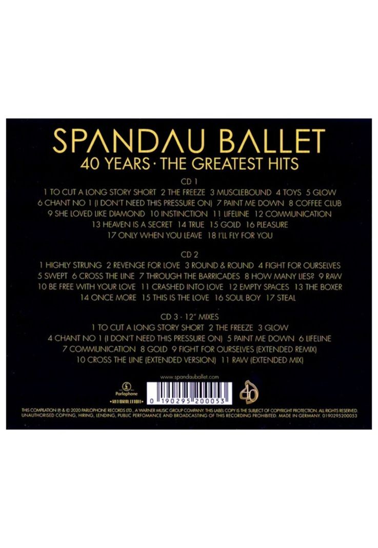 SPANDAU BALLET - 40 YEARS: THE GREATEST HITS (3CD) | CD-1
