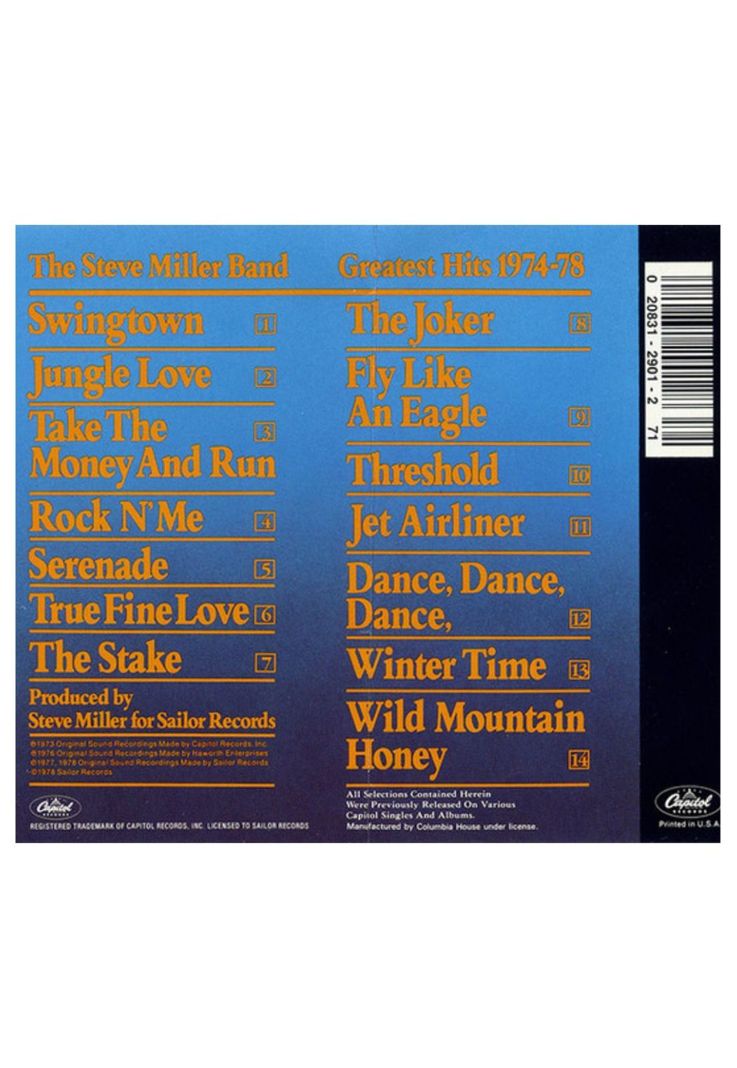 STEVE MILLER BAND - GREATEST HITS 1974-78 | CD USADO-1