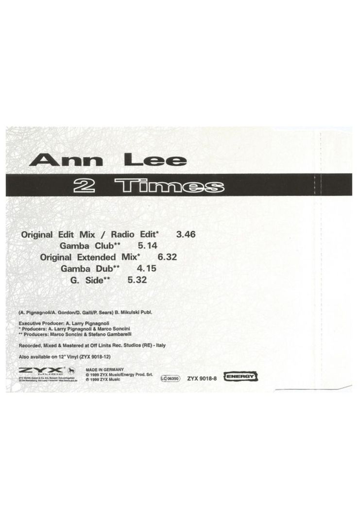 ANN LEE - 2 TIMES | CD SINGLE USADO-1