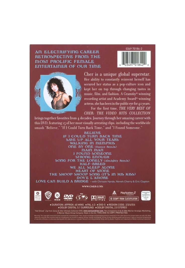 CHER - THE VERY BEST OF CHER: THE VIDEO HITS COLLECTION | DVD-1