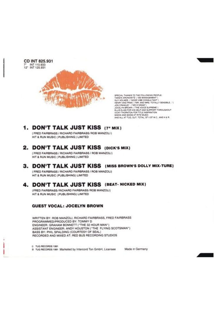 Right Said Fred - DON'T TALK JUST KISS | CD SINGLE USADO-3