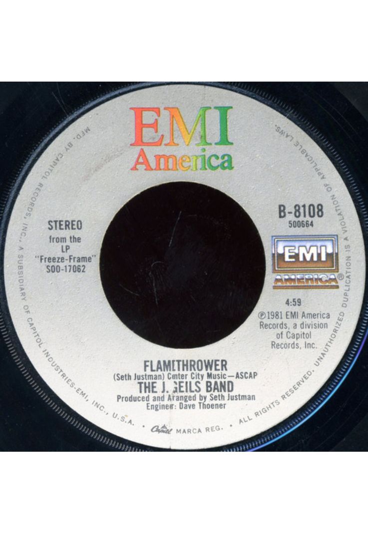 J. GEILS BAND - FREEZE-FRAME/FLAMETHROWER | 7" SINGLE VINILO USADO-3