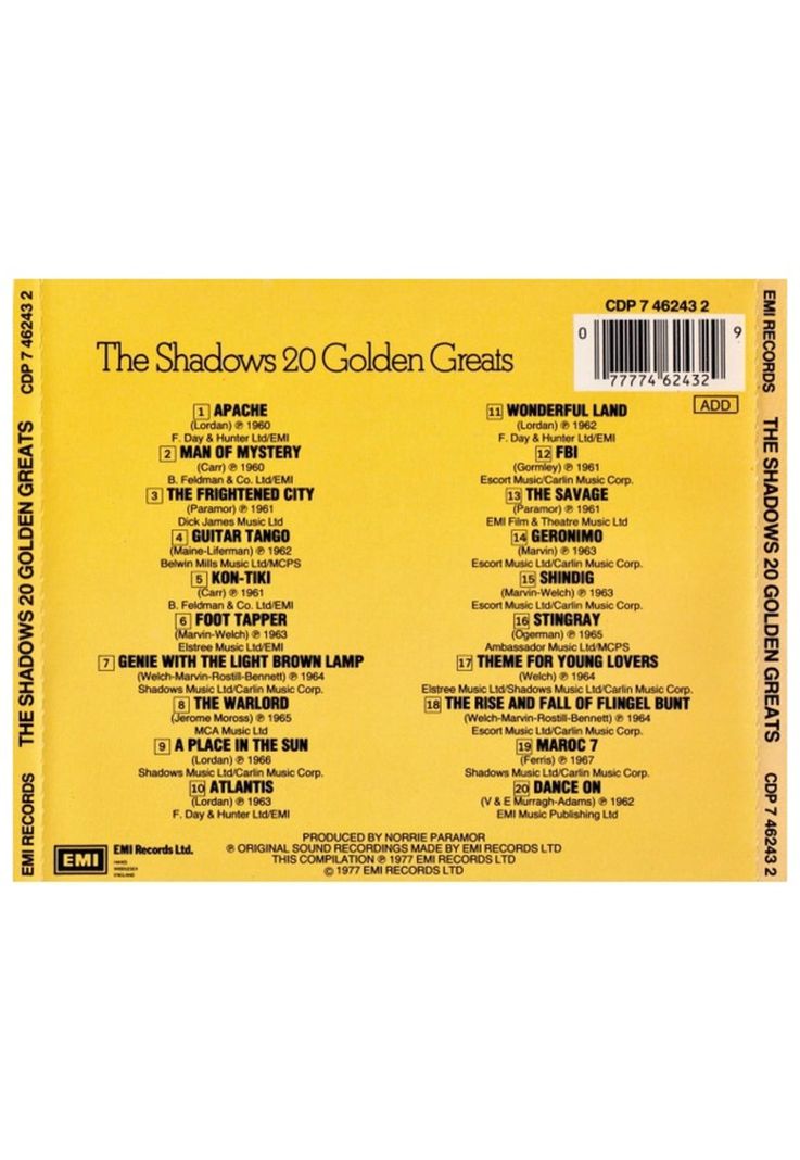 SHADOWS THE - 20 GOLDEN GREATEST HITS | CD-1