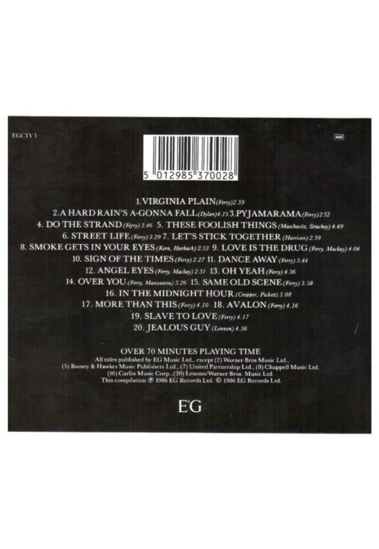 BRYAN FERRY & ROXY MUSIC - STREET LIFE: 20 GREAT HITS | CD-1