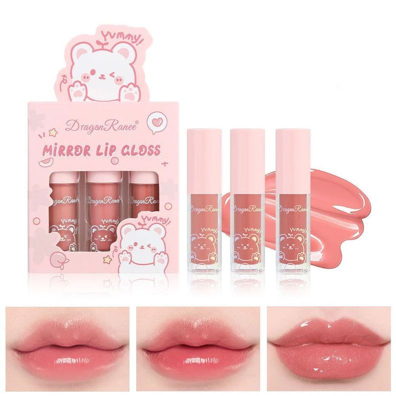 Set 3 Labial Liquido Lip Gloss Mirror Oil Larga Duración-1