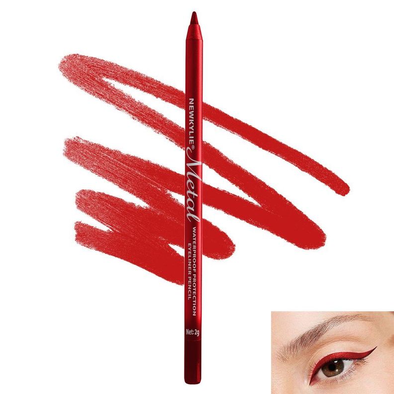Lapiz Delineador De Ojos Crayon Metalizado Rojo-1