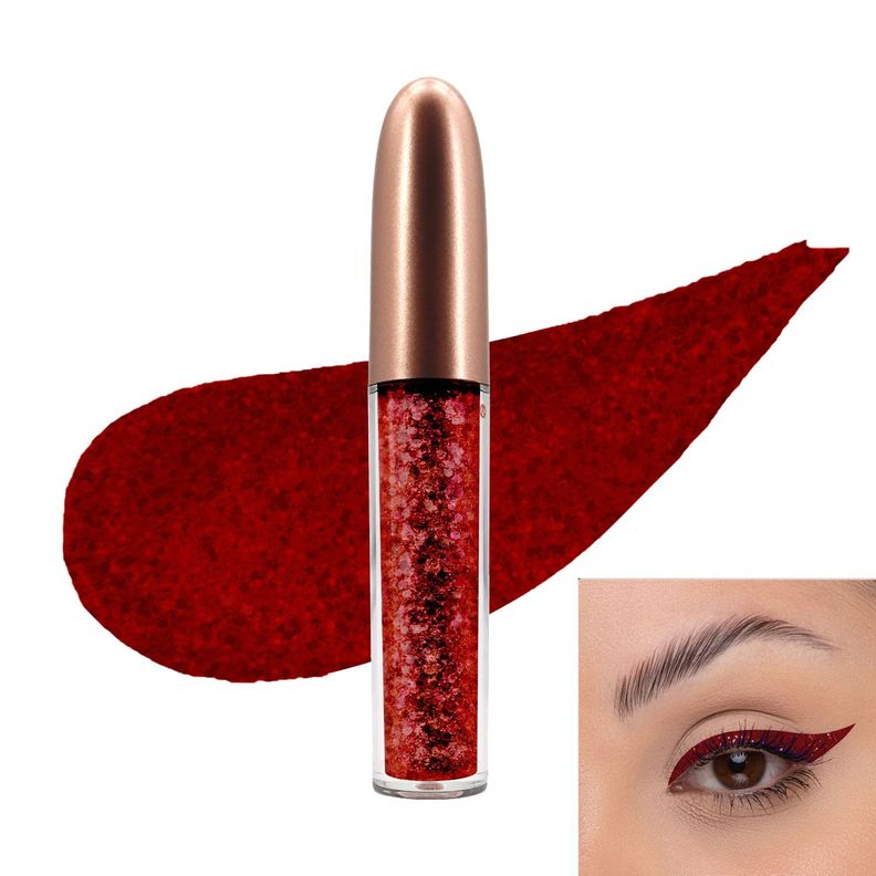 Delineador Ojos Glitter Liquido Escarchado Rojo Escarlata-2