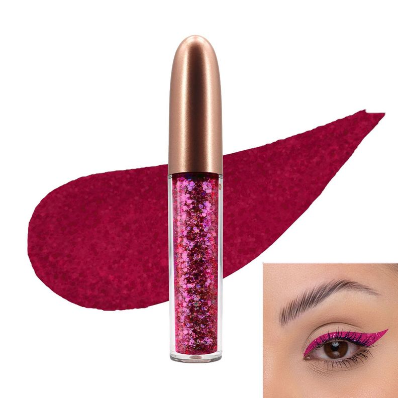 Delineador Ojos Glitter Liquido Escarchado Rojo Tinto-1