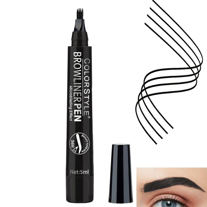 Lápiz De Cejas Microblading Maquillaje Negro-2