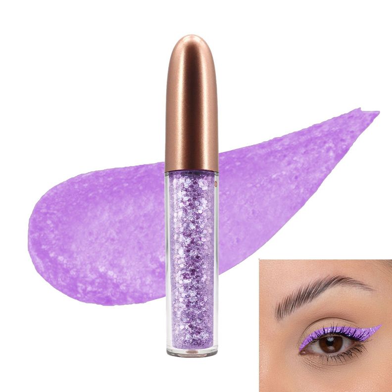  Delineador Ojos Glitter Liquido Escarchado Purpura Claro-1