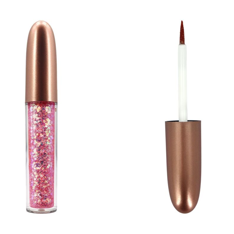  Delineador Ojos Glitter Liquido Escarchado Rosa Coral-0