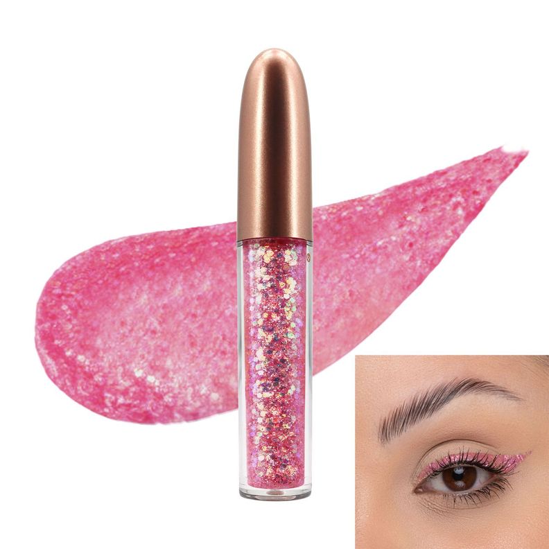  Delineador Ojos Glitter Liquido Escarchado Rosa Coral-1