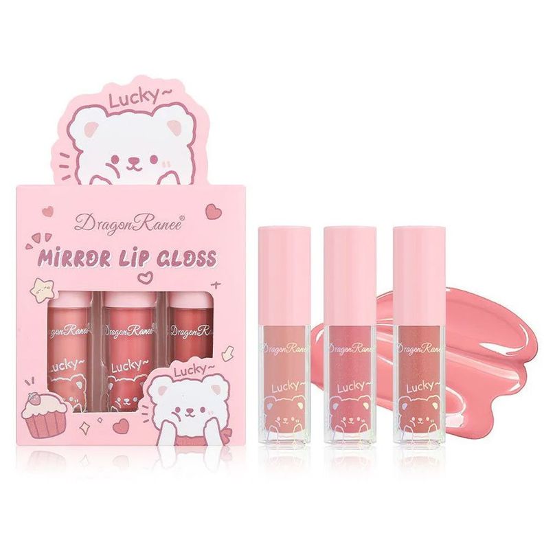 Kit 3 Labial Liquido Lip Gloss Mirror Oil Larga Duración-0
