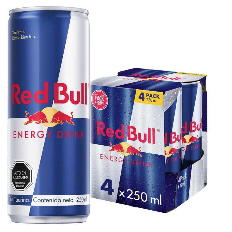 Red Bull Bebida Energética Pack 4 Latas 250Ml-0