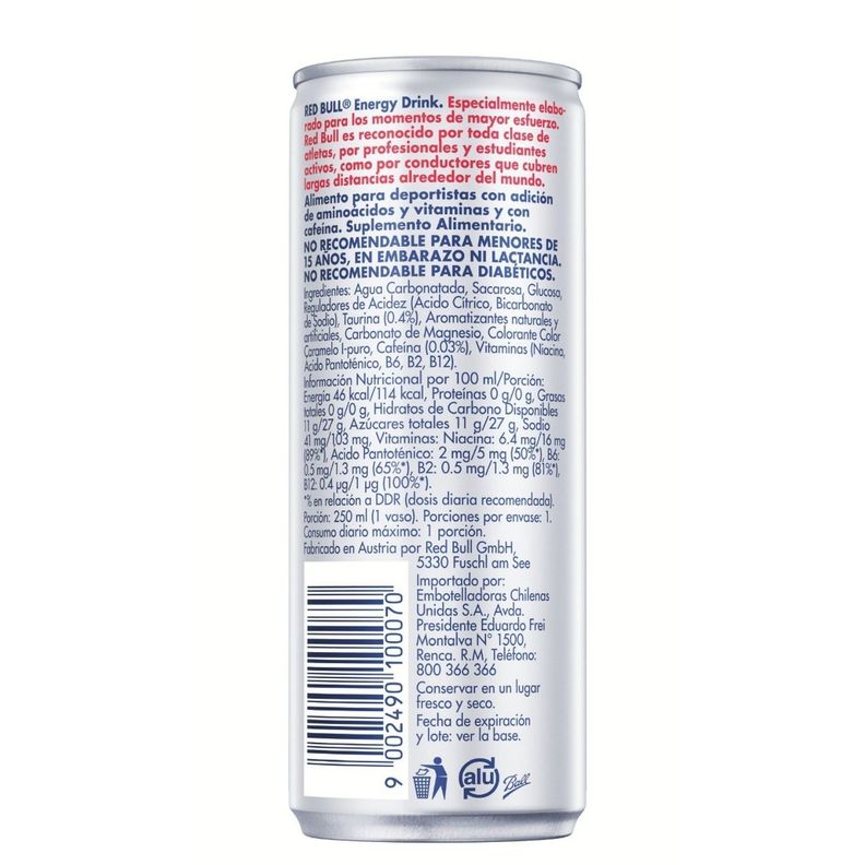 Red Bull Bebida Energética Pack 4 Latas 250Ml-2