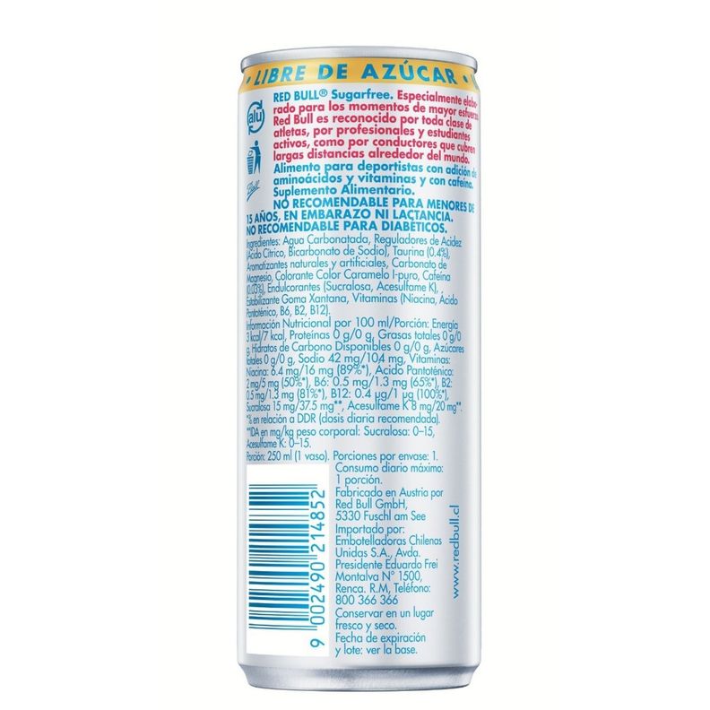 Red Bull Bebida Energética Pack 24 Latas Sin Azúcar 250Ml-2