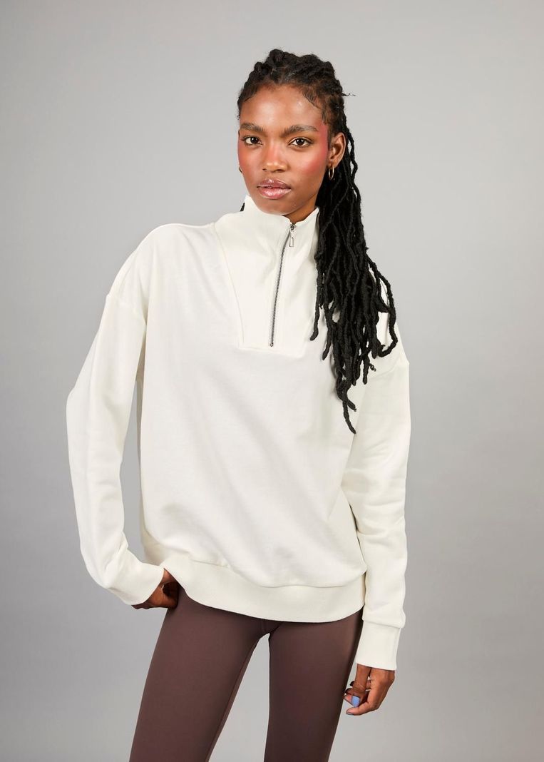 Poleron Half Zip Nott White-1