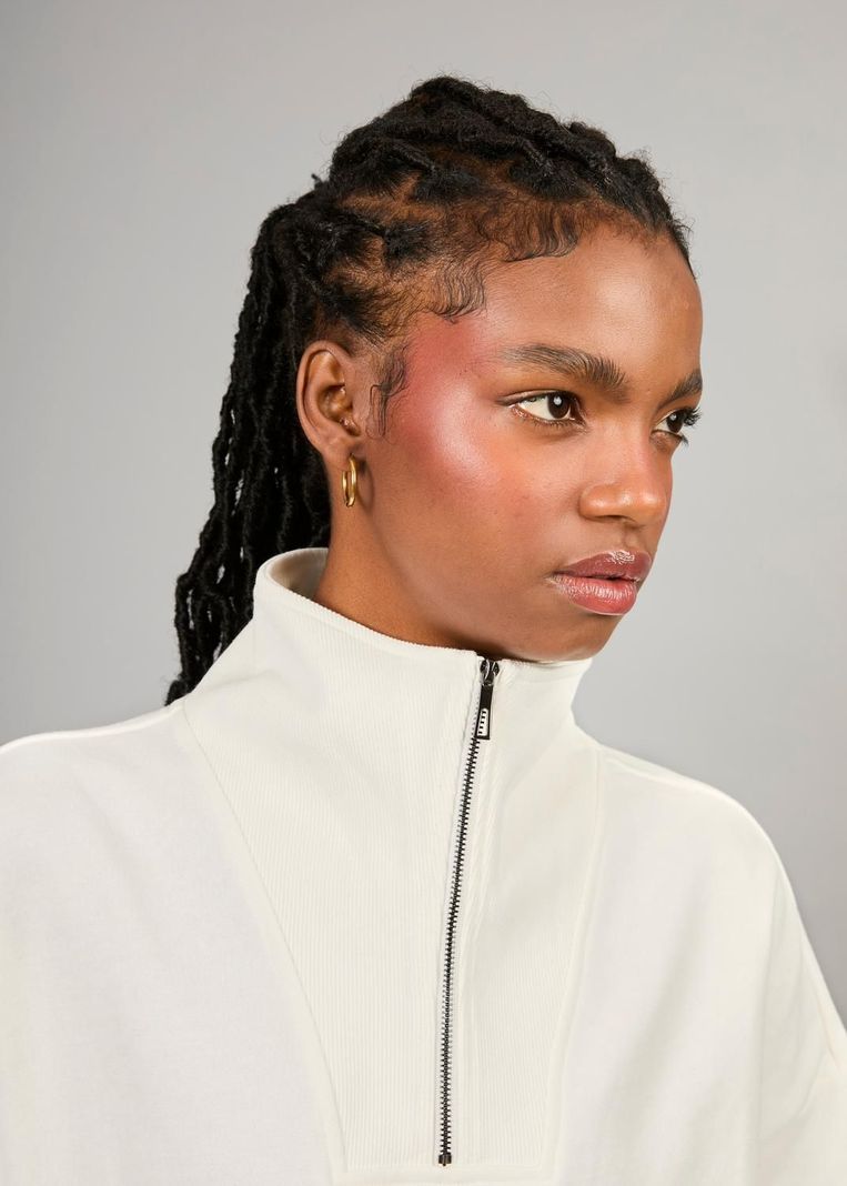 Poleron Half Zip Nott White-6