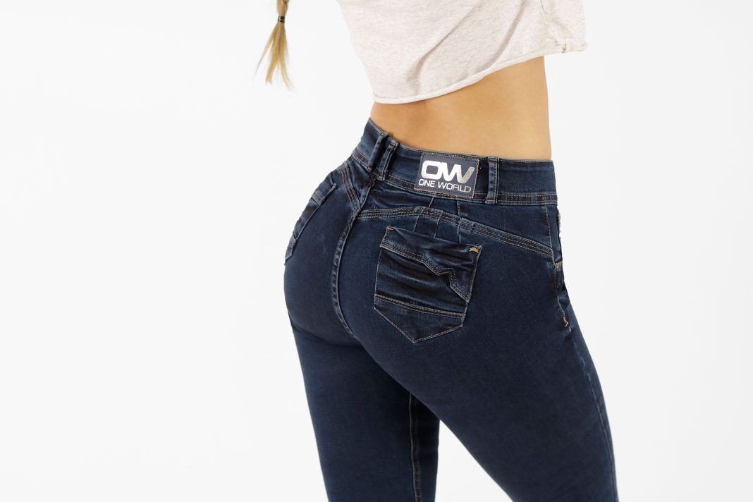 Jeans One World, Skinny, Tiro Alto, Azul, Bocaccio -3