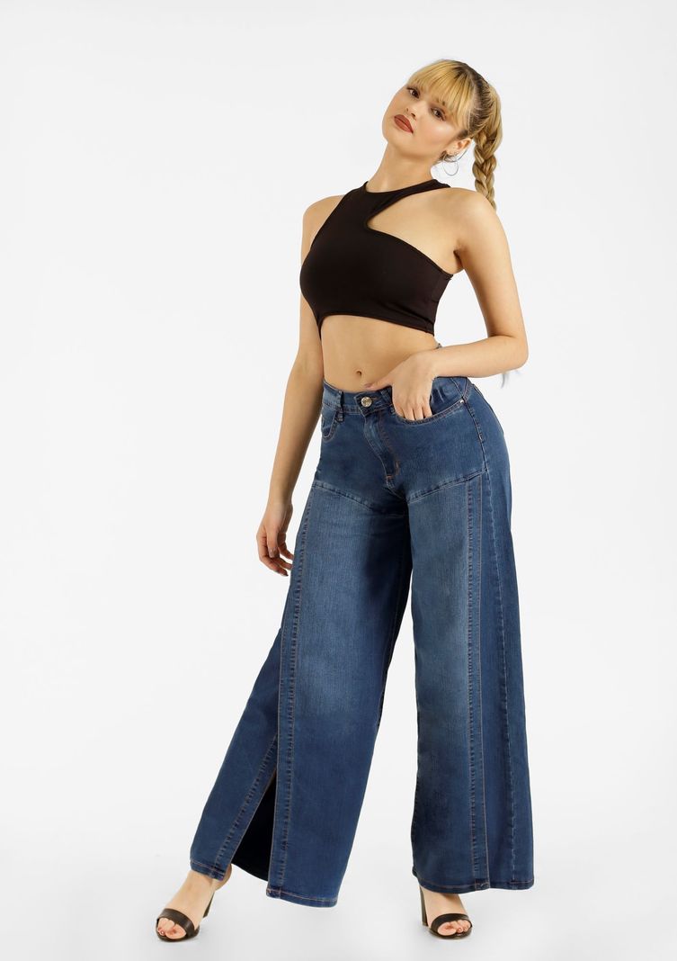 Jeans One World, Palazzo, Tiro Medio, Azul, Turin-0