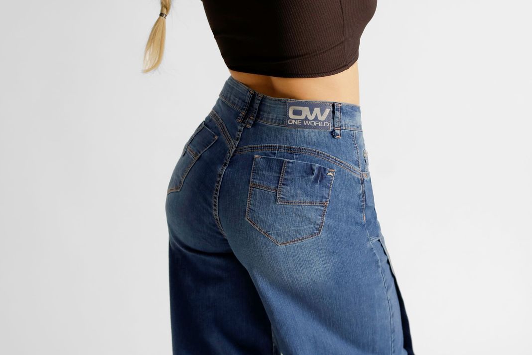 Jeans One World, Palazzo, Tiro Medio, Azul, Turin-3