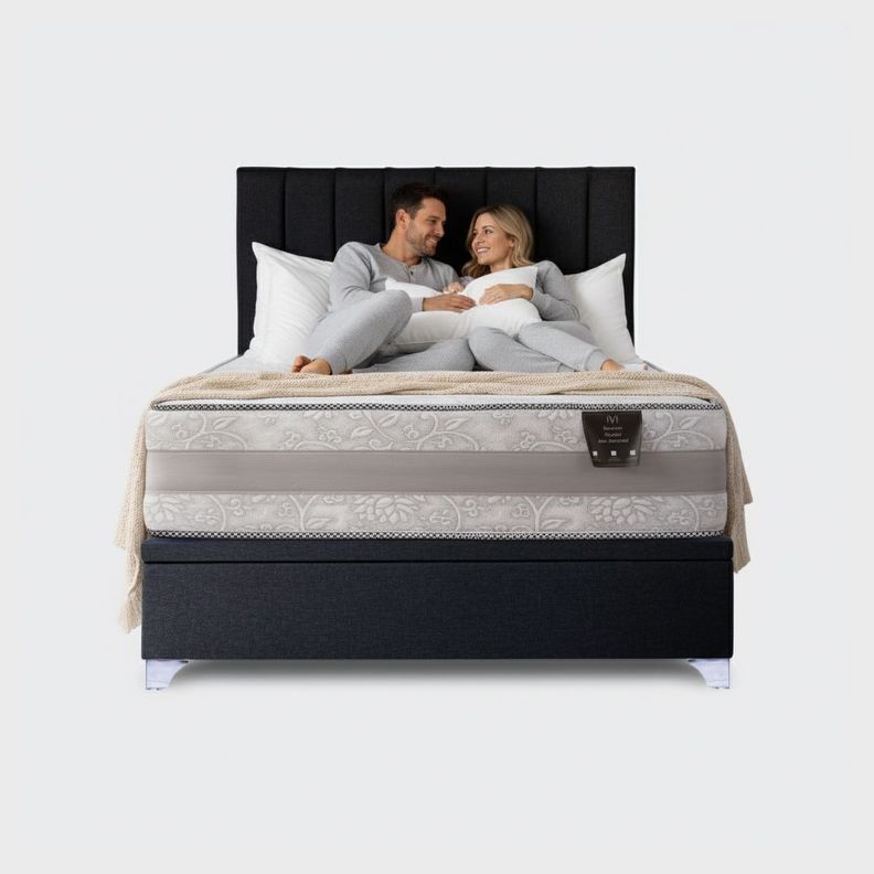 Cama baul 2 plazas Colosal con respaldo tubular negro