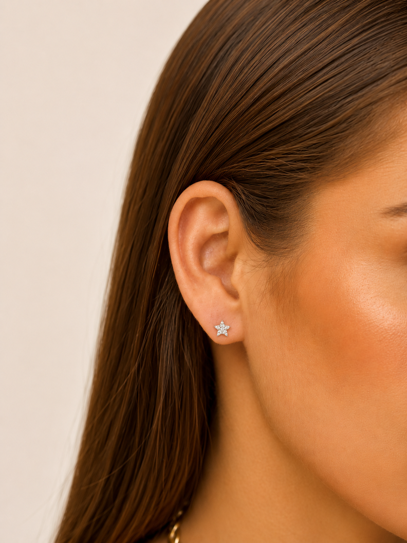 Aros mini estrella plata 925