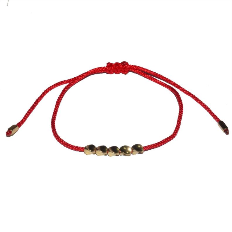 Pulsera hilo rojo cuentas de cobre-0