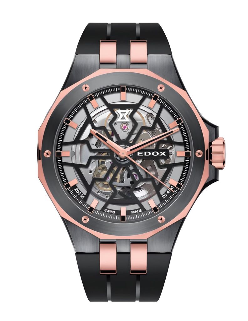 Reloj Edox Rose Gold and Black Automatic Hombre-0