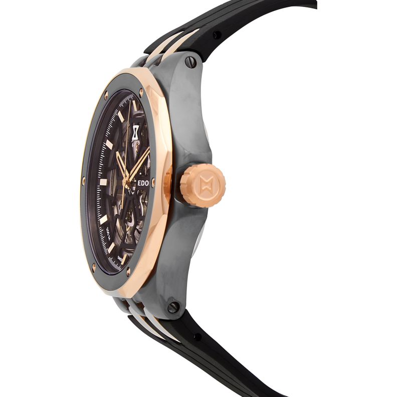 Reloj Edox Rose Gold and Black Automatic Hombre-3