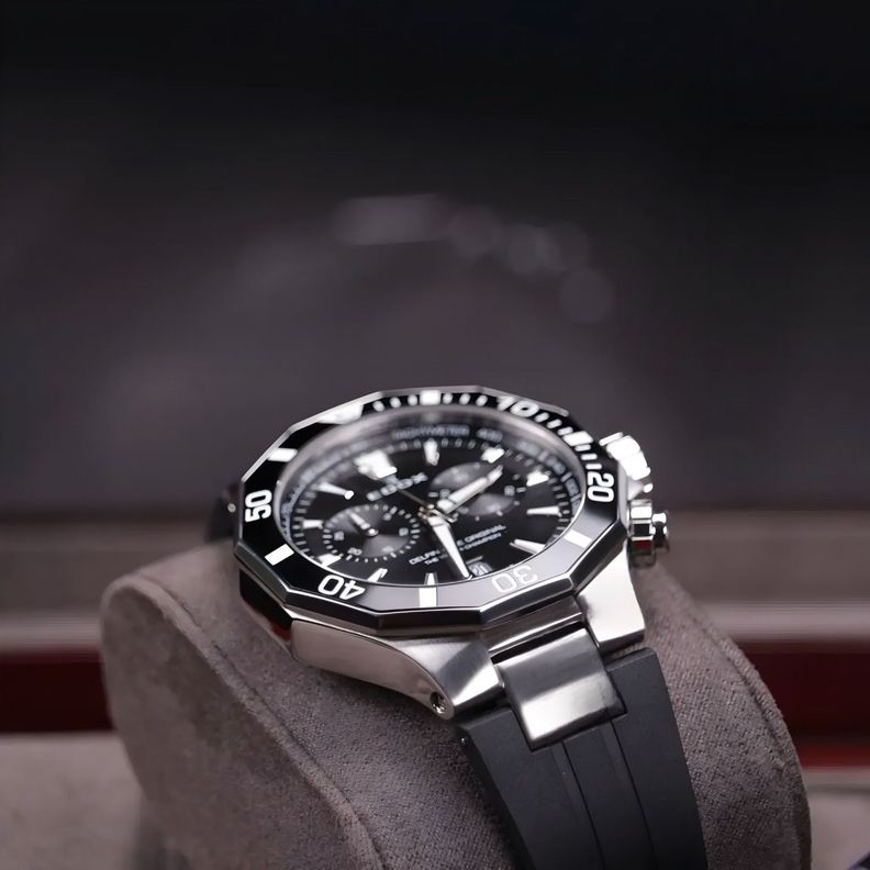 Reloj Edox Delfin The Original Chronograph Pulsera Negra Hombre-3