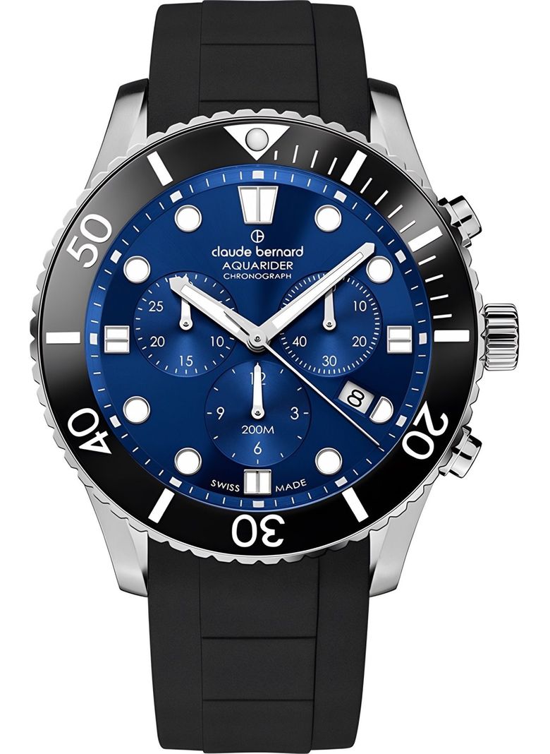Reloj Claude Bernard Aquarider Cronografo 43mm Azul Hombre
