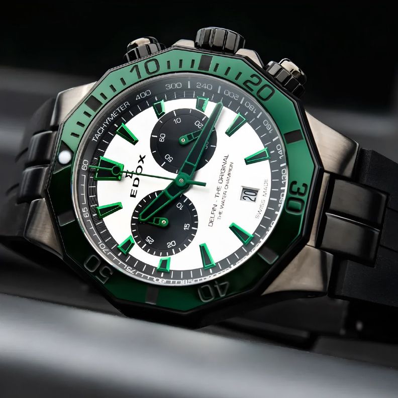 Reloj Edox Delfin The Original Chronograph Verde Hombre-1