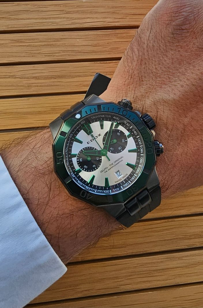 Reloj Edox Delfin The Original Chronograph Verde Hombre-3