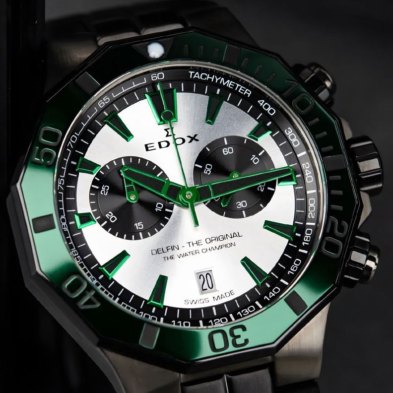 Reloj Edox Delfin The Original Chronograph Verde Hombre-5