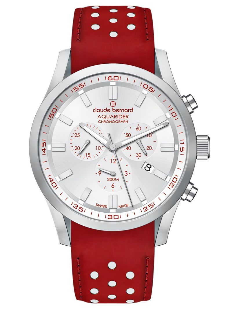 Reloj Claude Bernard Cronógrafo Cuero Rojo Hombre-0