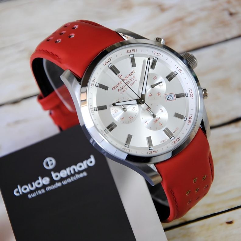 Reloj Claude Bernard Cronógrafo Cuero Rojo Hombre-3