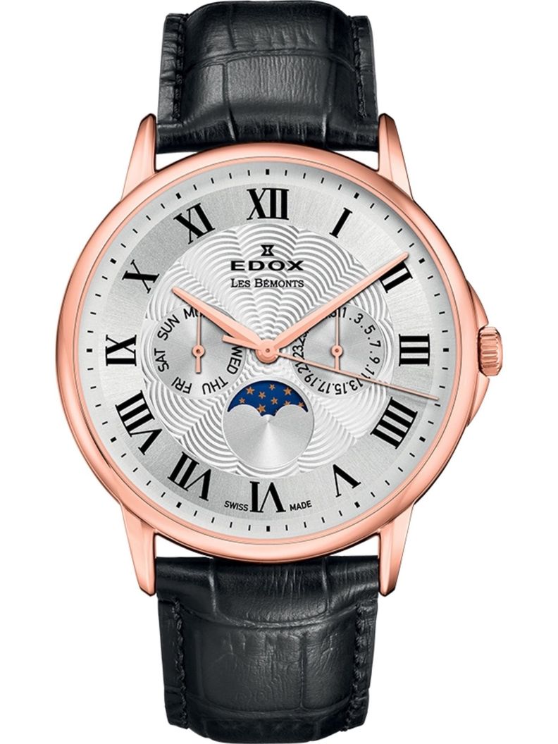 Reloj Edox Moon Phase Roman Numerals Hombre -0