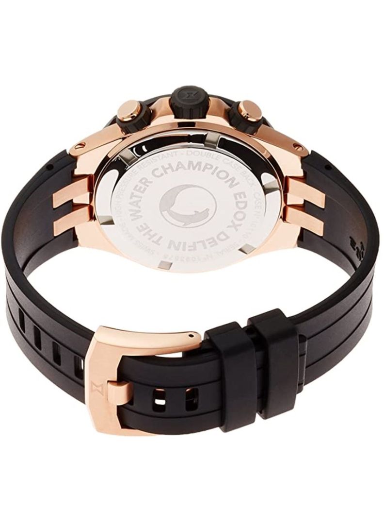 Reloj Edox Black and Rose Gold Chronograph Hombre 43mm-3