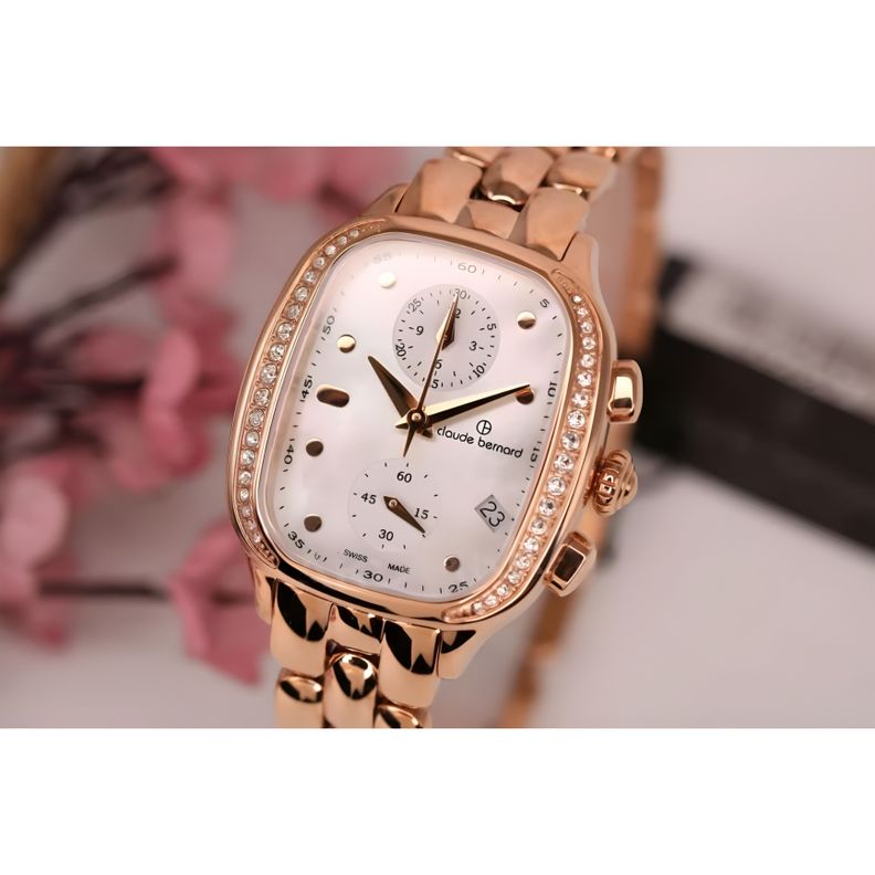 Reloj Claude Bernard Cronografo Oro Rosa Mujer-1